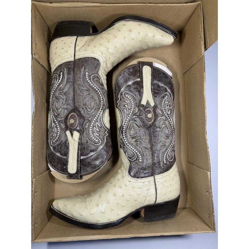 CUADRA Boots OSTRICH 6 M Mens Cowboy Western Rodea Rockabilly Brown Tan W/ belt - Picture 6 of 12